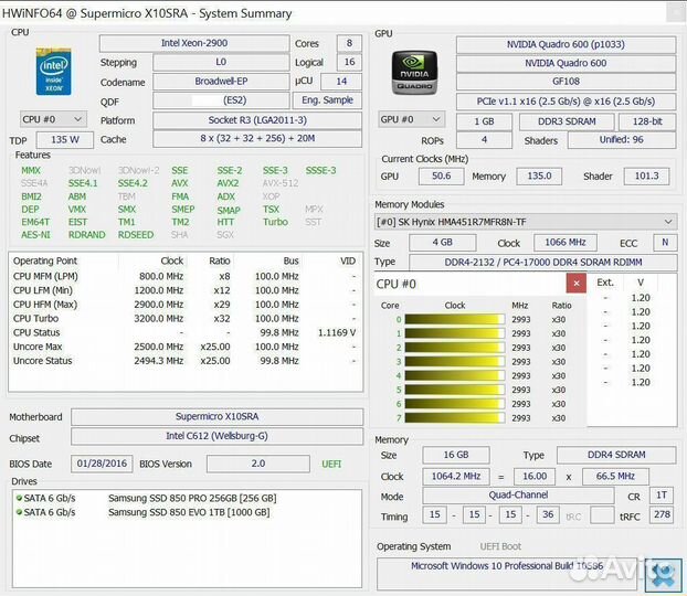 Intel Xeon E5-2667v4 ES 2.9GHz 8 Core