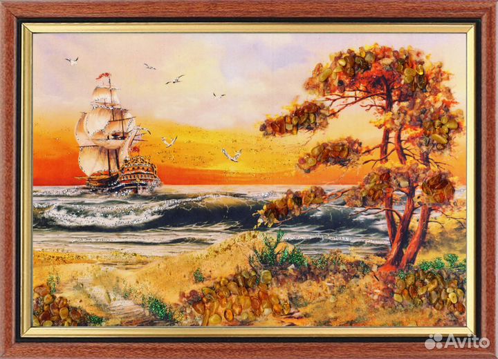 Картина с янтарной крошкой