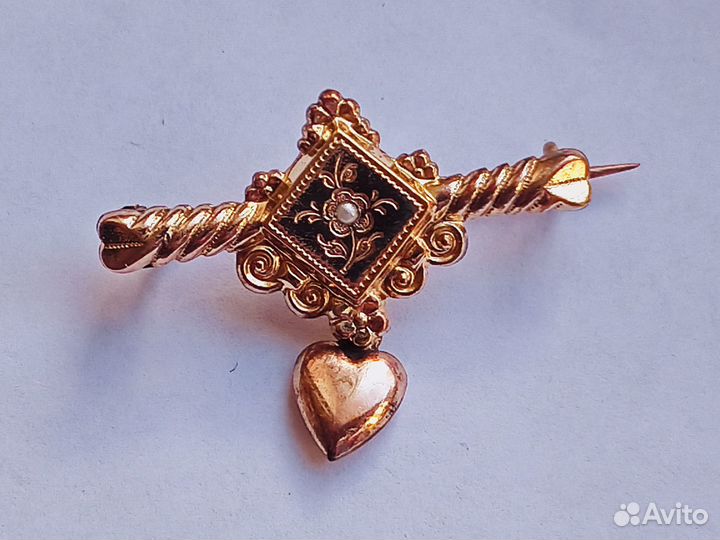 Золото-дубле брошка антикварная 19 век