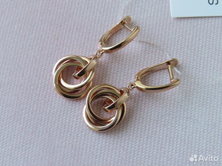 Бриллианты Серебряные серьги Серебро 925 Позолота