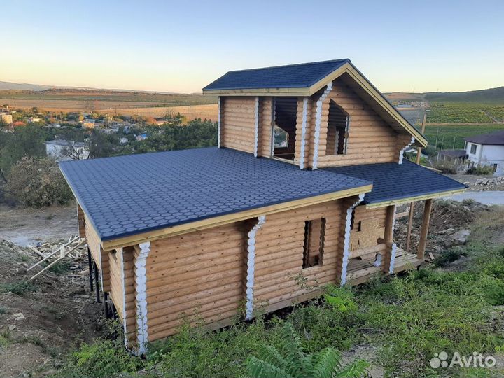 Дома из оцилиндрованного бревна. Срубы баня