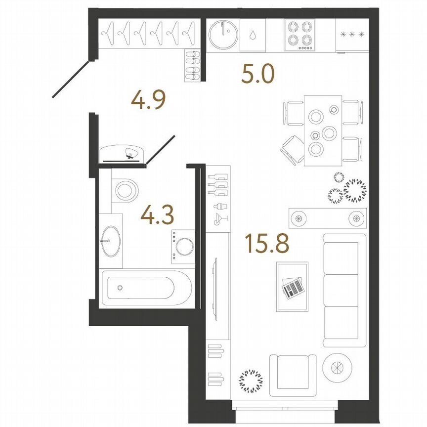 Квартира-студия, 30 м², 6/12 эт.