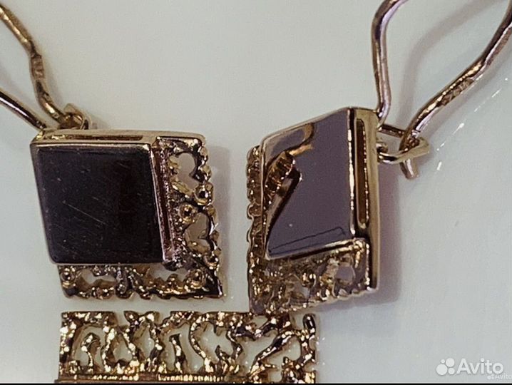 Золотые серьги и кулон СССР