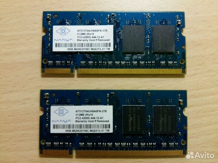 Nanya NT512T64UH8B0FN-37B 2 штуки по 512мб