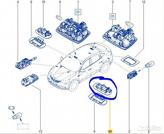 Подсветка салона, плафон Renault Arkana JC