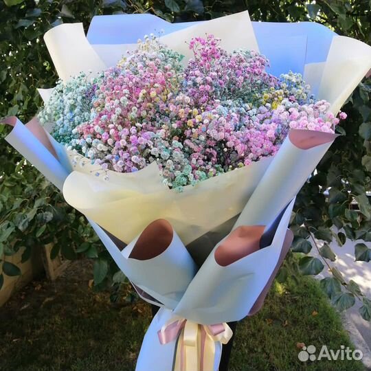 XXL Букеты из Радужной Гипсофилы