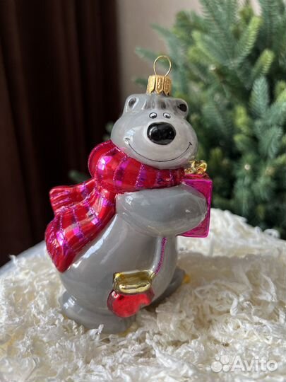 Ёлочная игрушка Миша-фигурист Польша