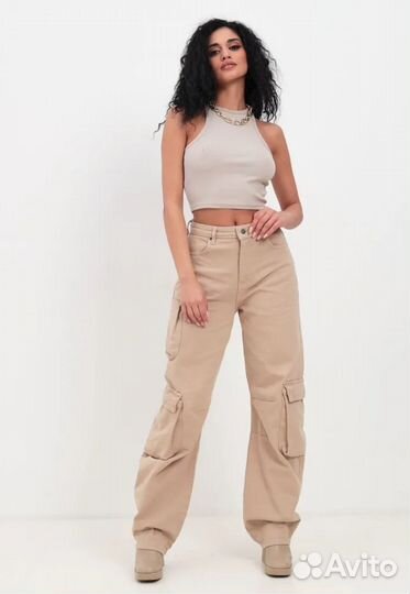 Джинсы женские карго новые р. 48