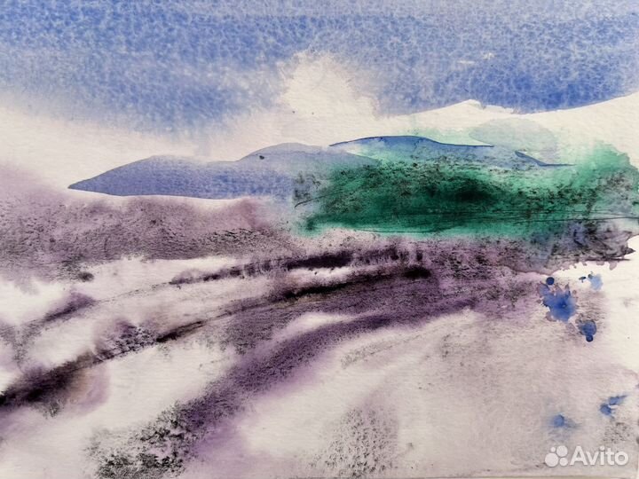 Акварель пейзаж интерьерная картина