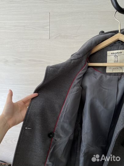 Пальто демисезонное pull and bear серое женское