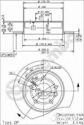 Диск тормозной mercedes W202 180-280 задний D2