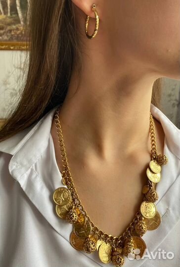 Серьги кольца в золотом цвете