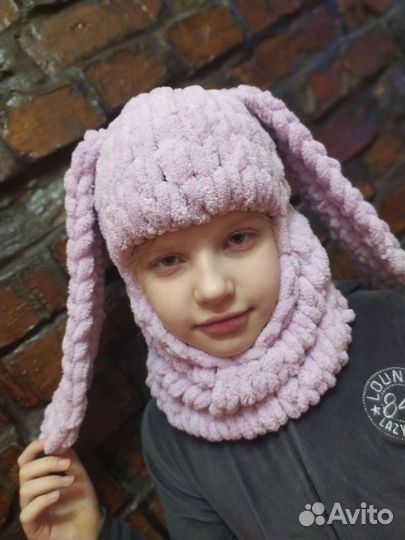 Тикток Балаклава зайка из пряжи Alize Puffy