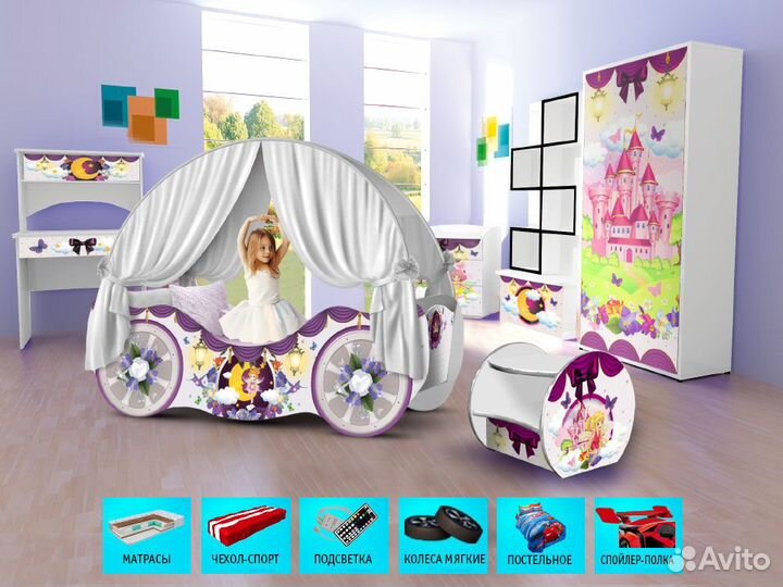 Детская кровать карета для девочки