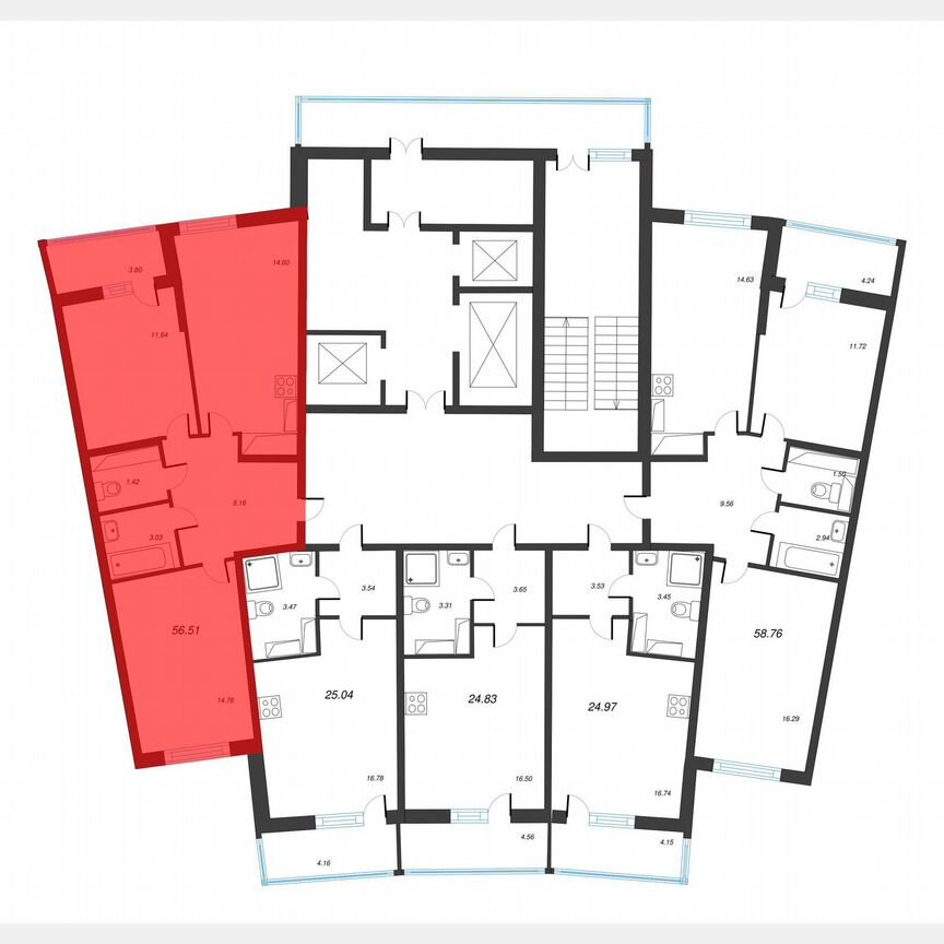 2-к. квартира, 58,4 м², 20/22 эт.