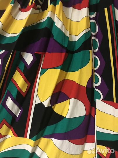 Винтажная цветная хлопковая юбка миди, цветная