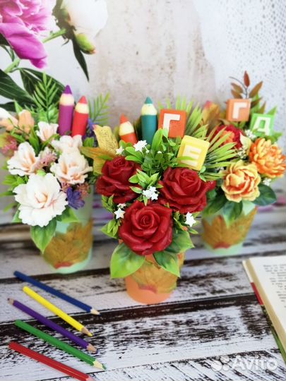 Цветы для учителя, дошкольного работника из мыла