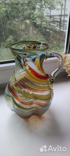 Кувшин цветное стекло СССР