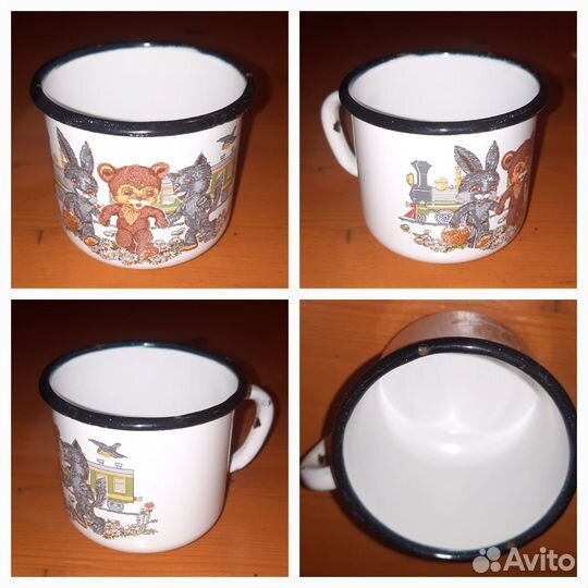 Бидон обливной эмалированный 3 л, кружка детская