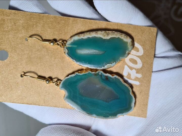 Серьги с кварца (агат зелёный)