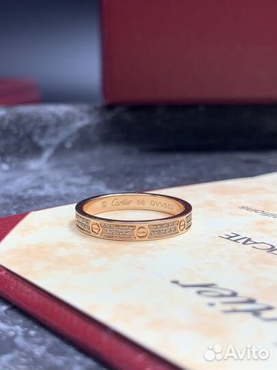 Кольцо Cartier Love маленькая модель, розовое