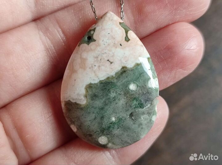 Кулон из океанической Яшмы на цепочке