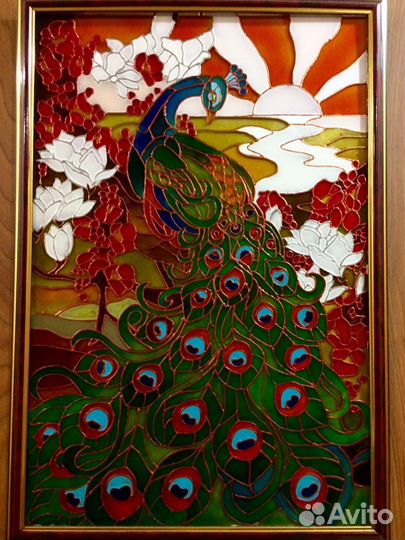 Картина в технике витражная роспись 