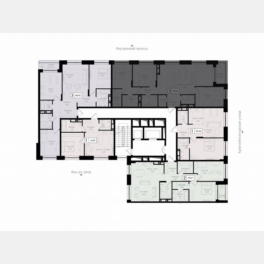 3-к. квартира, 99,1 м², 13/17 эт.