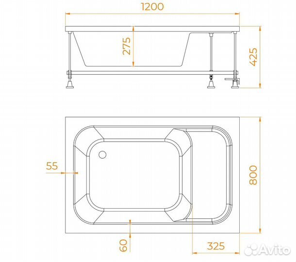 Душевой поддон 120x80