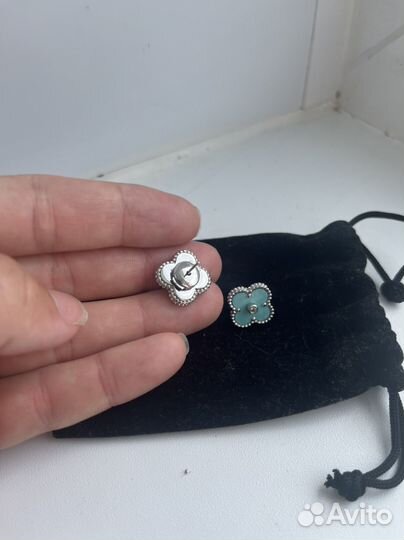 Серьги Van cleef серый перламутр