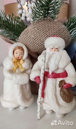 Дед мороз и снегурочка из ваты