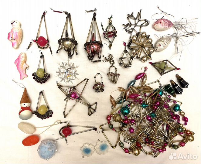 Игрушки елочные стеклярус времен СССР