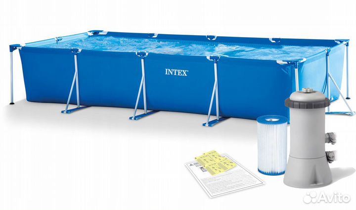 Каркасный бассейн 450х220х84см фильтр-насос intex