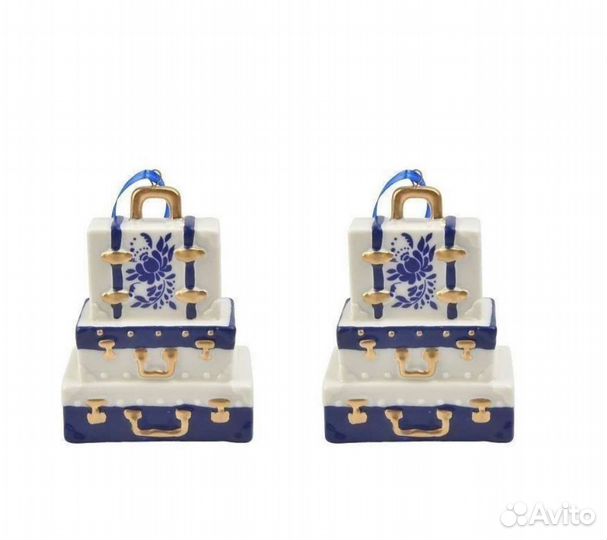 Новогодние игрушки фарфор новые под Гжель