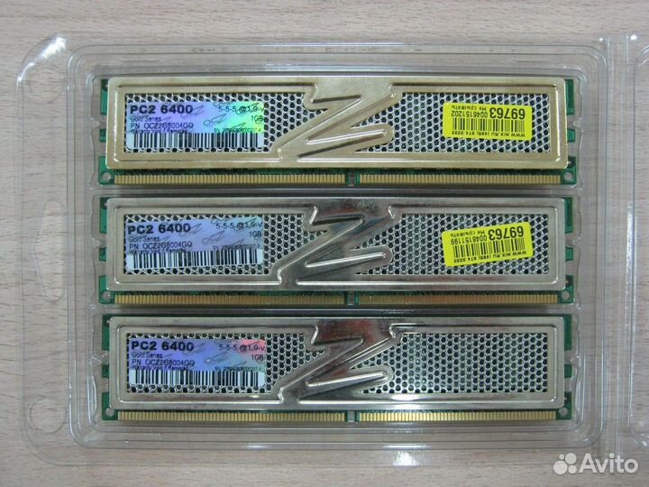 Модули памяти OCZ dimm DDR2-800 1 гб бу идеал 3 шт