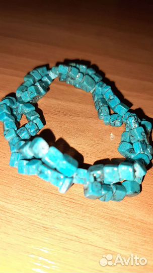 Браслет и бусы из природной бирюзы. Винтаж