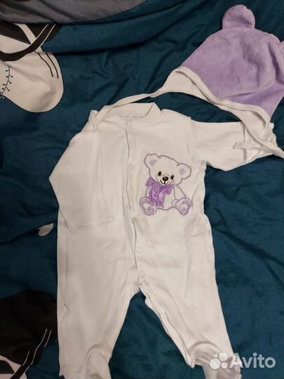 Слипы 2 шт и шапочки 2 шт на девочку 50-53