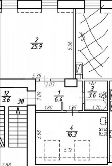 1-к. квартира, 52,2 м², 5/5 эт.