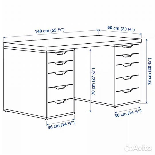 Лагкаптен / алекс Письменный стол икеа,новый