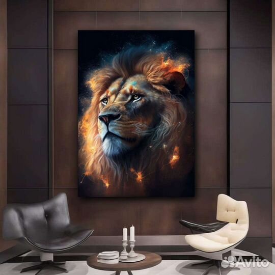 Картина маслом с животными Лев Интерьерная