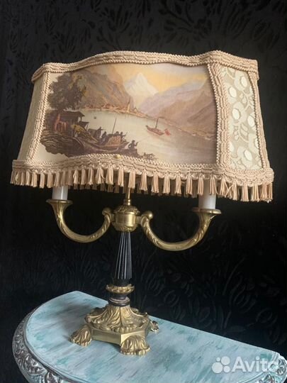 Антикварная настольная лампа, бронза. Франция