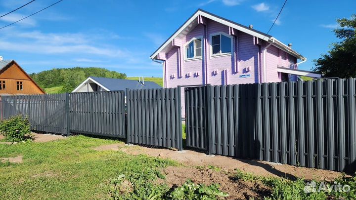 Забор 20 м из штакетника без предоплаты, под ключ