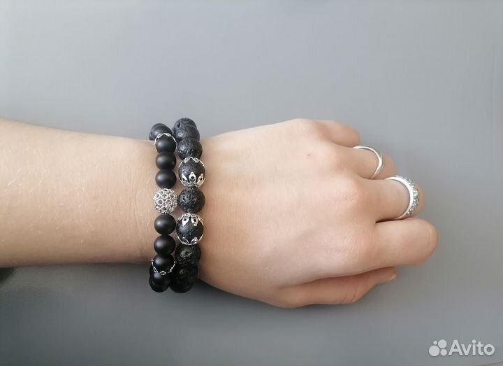 Браслеты из лавы и агата