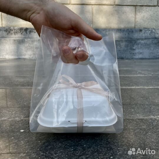 Прозрачные пакеты с широким дном для торта (10 шт)