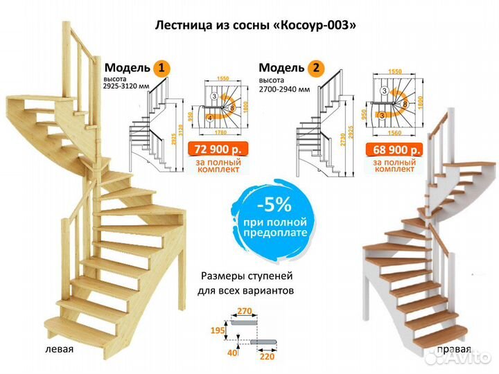 Деревянная лестница на 2 этаж