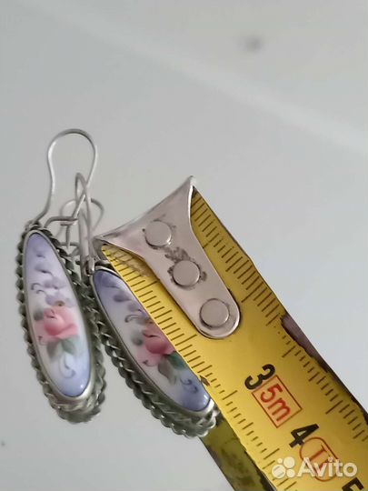 Винтажные серьги. Финифть