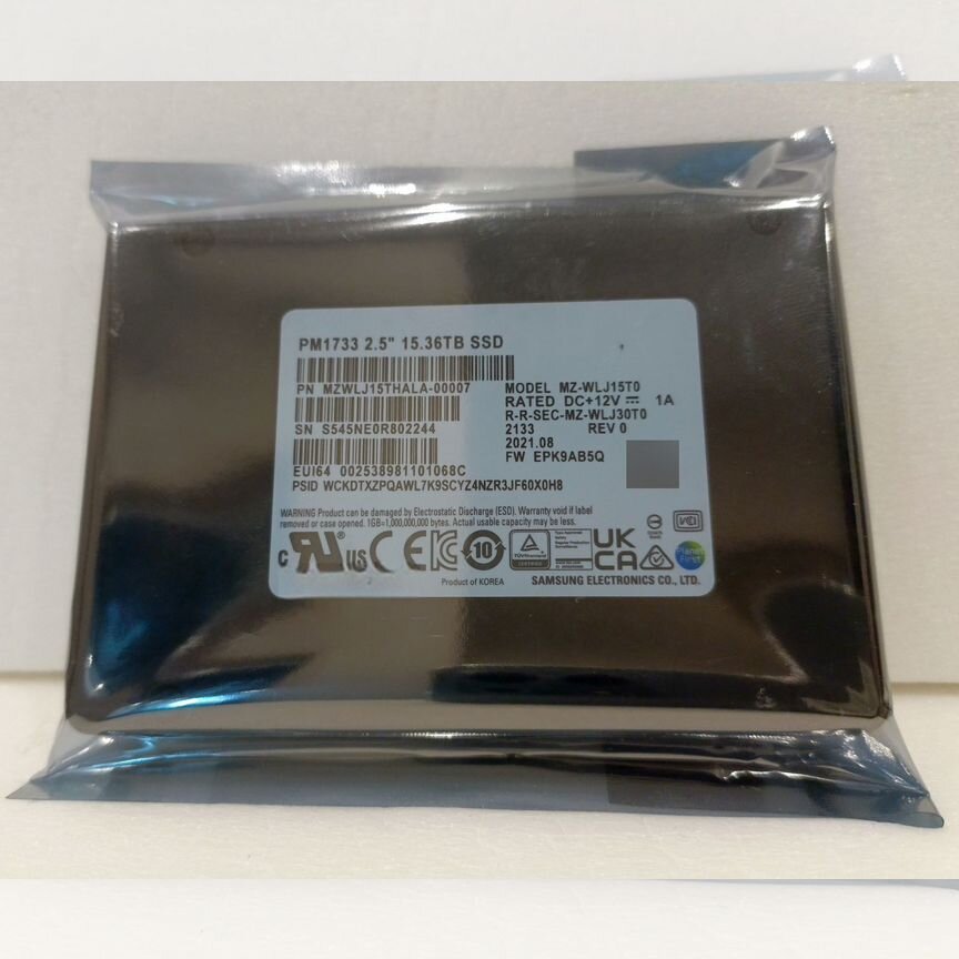 [PM1733] Ssd Samsung 15.36 Gb U.2 Mzwlj15thala-00007 Pm1733
