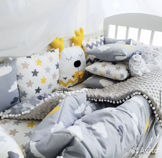 Бортики в детскую кроватку 12 подушек