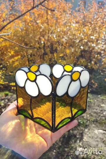 Подсвечник шкатулка из витражного стекла