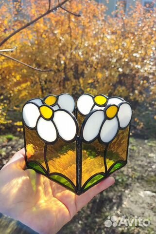 Подсвечник шкатулка из витражного стекла